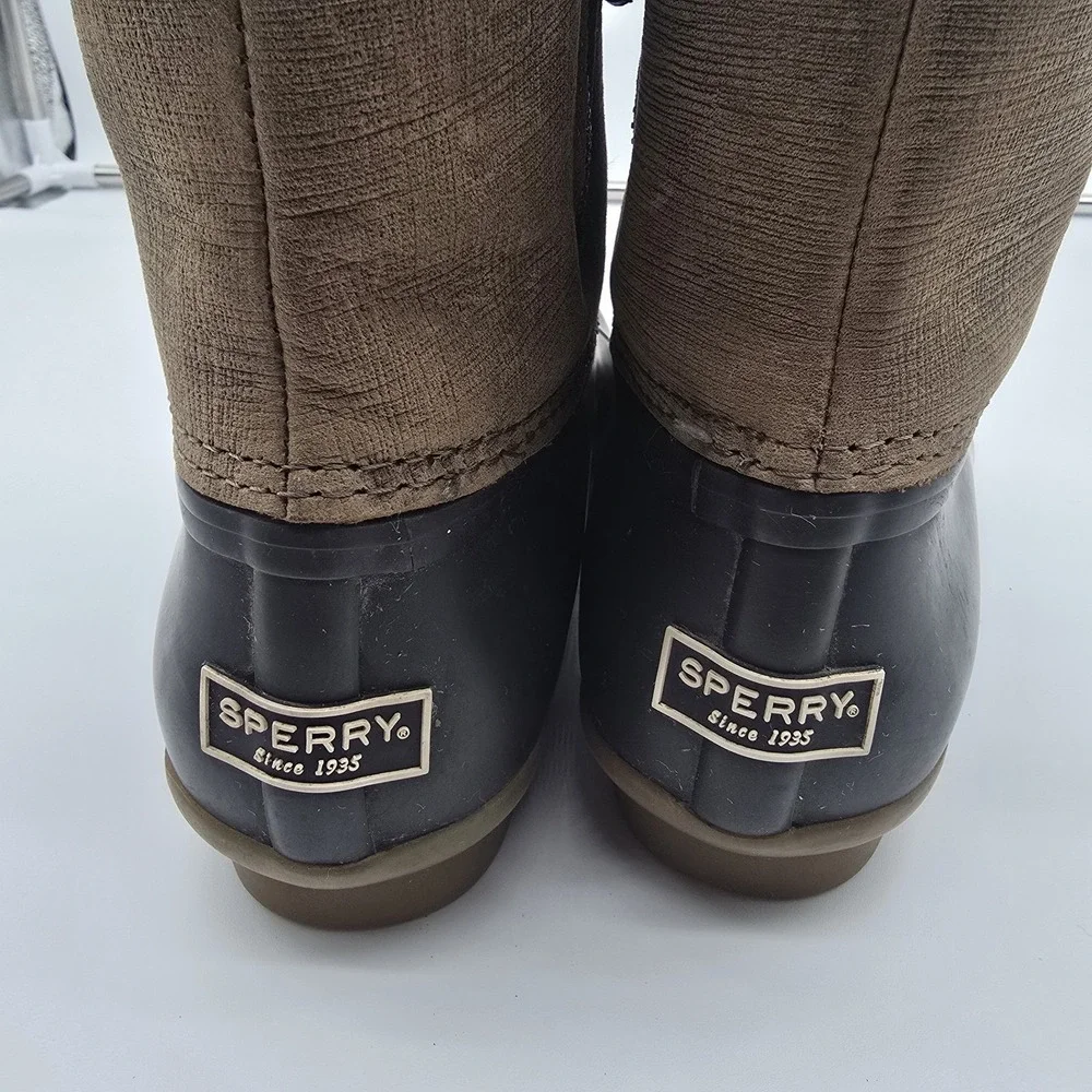 Sperry Top Sider Women 7.5 Saltwater Core Boots Brown/Olive‎ Waterproof 99729